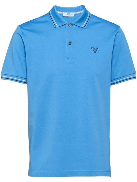 blue prada polo shirt long|prada polo shirt price.